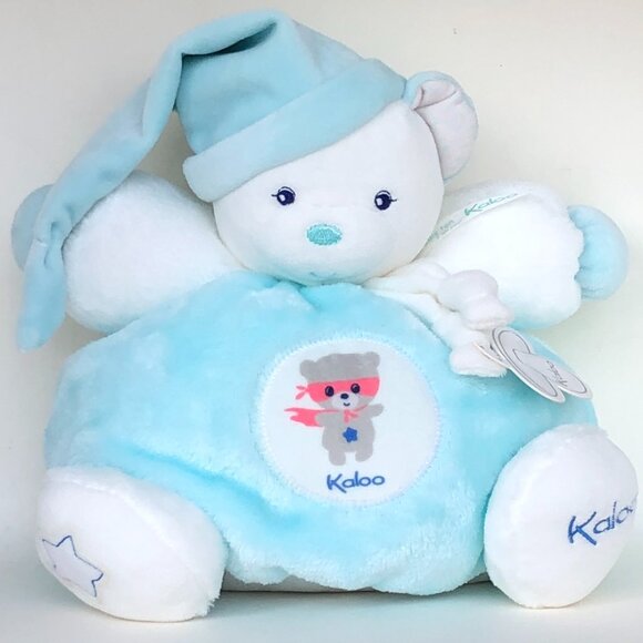 Kaloo Brand New  Bear /w Cap Plush Stuffed  Animal Imagine Chubby- Medium💙 - Picture 1 of 13